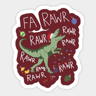 T-Rex Christmas Dinosaur - Dinosaur Christmas Sticker